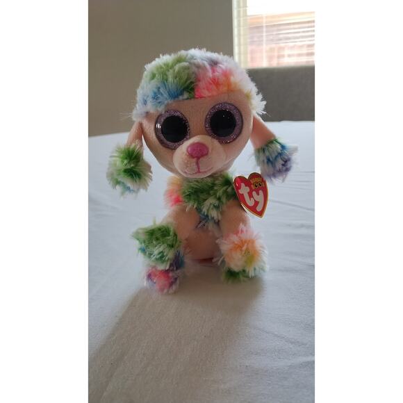 Ty Beanie Boos - RAINBOW the Tie Dyed Poodle Dog (6 Inch) NEW MINT with MINT TAG - Picture 8 of 9
